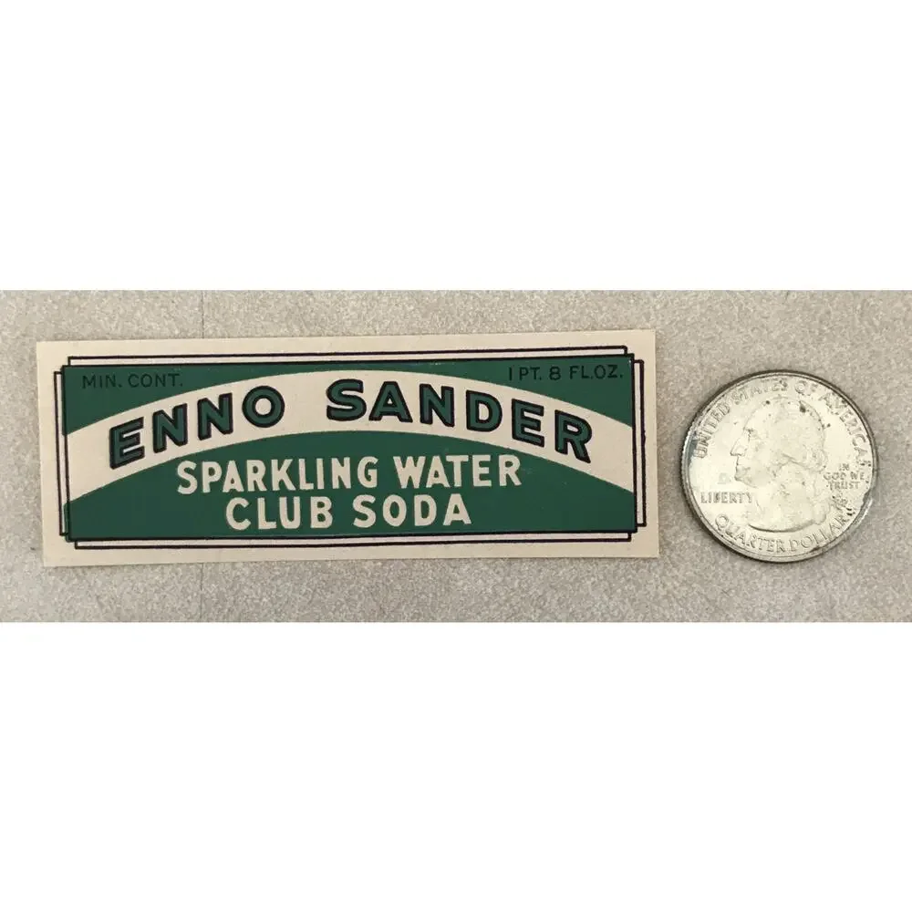 Vintage Mid Century Enno Sander Sparkling Water Club Soda Label St Louis MO